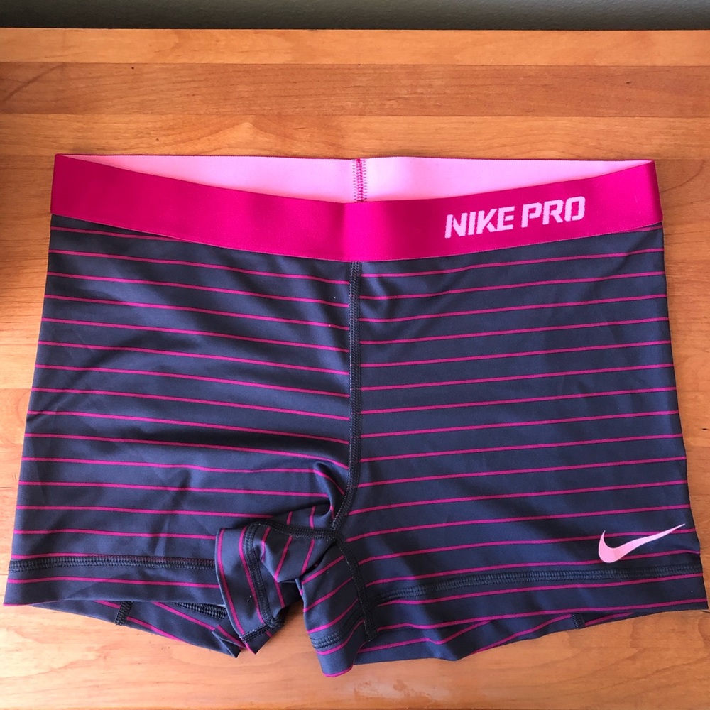 Nike Pro Striped Spandex Active Volleyball Shorts
